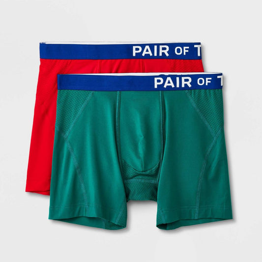Pair of Thieves Men's SuperCool Boxer Briefs 2pk - Medium - Green/Red