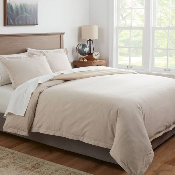 Cotton Linen Chambray Duvet Cover & Sham Set - King - Khaki - Threshold™