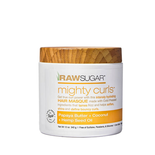 Raw Sugar Mighty Curls Hair Masque - Papaya Butter + Coconut Oil + Hemp Seed Oil - 12oz