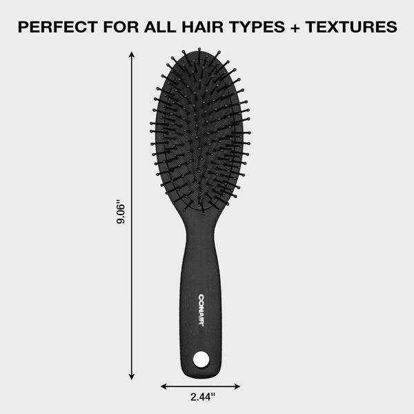 CONAIRMAN Cushion Nylon Bristle Hair Brush - All Hair - Trial Size - Black