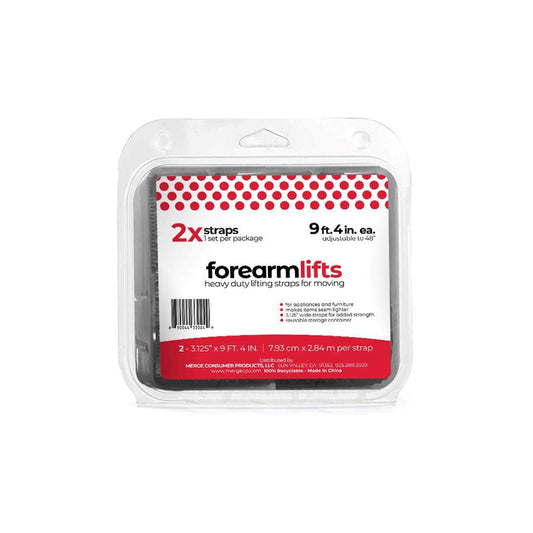 Natural Home Forearm Straps Clam Shell: 12 Inch Moving & Lifting Straps, Polyester, Black, Set of 2