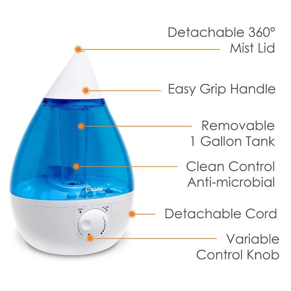 Crane Drop Ultrasonic Cool Mist Humidifier - 1 Gallon