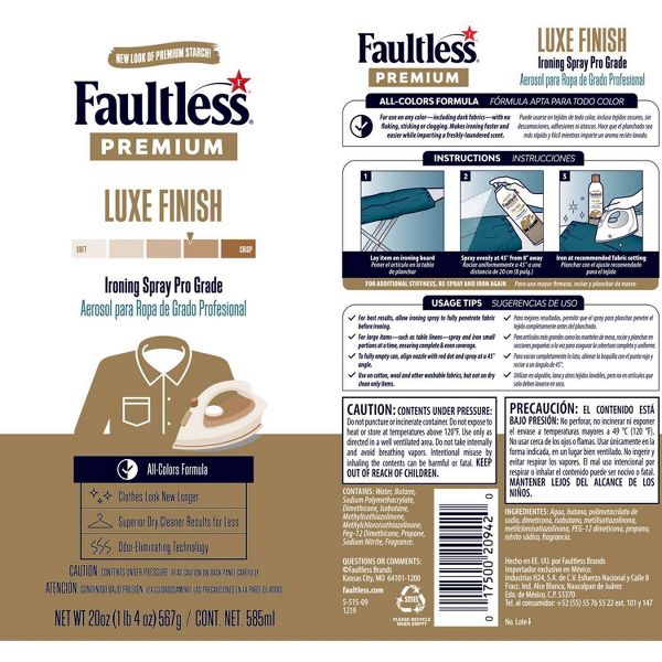 Faultless Starch Premium Spray Starch - 20oz