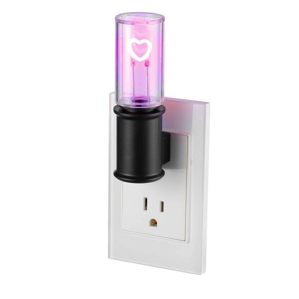 Globe Electric Auto On/Off Pink Heart Filament Night Light: LED Plug-In Novelty for Kids' & All Ages