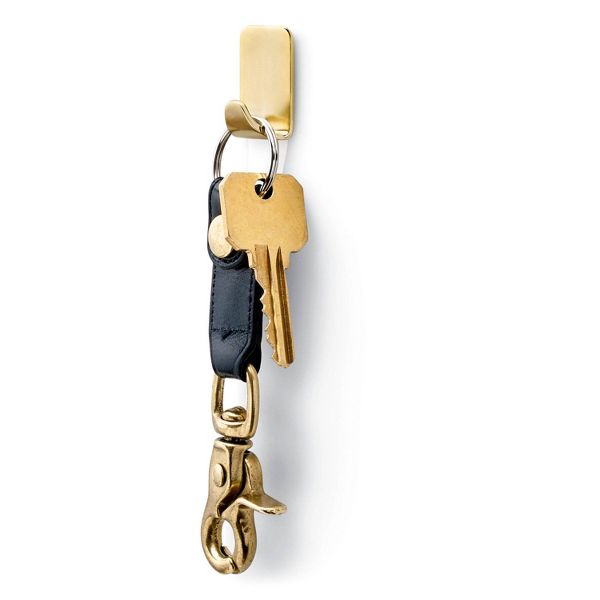 Command Small Sized Metallic Decorative Hooks Brass: Gold Wall Hooks, 0.5 lb Capacity, 4 Pack