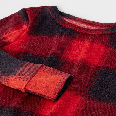 Kids' 2pc 'Buffalo Check' Snuggly Soft Snug Fit Long Sleeve Pajama Set - Red/Black 4 - Cat & Jack™