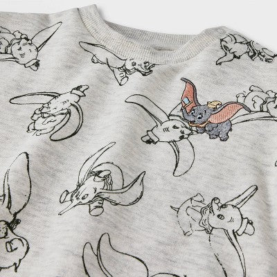 Baby Disney Dumbo Fleece Ribbed Top and Pants Set - Gray, 3-6M