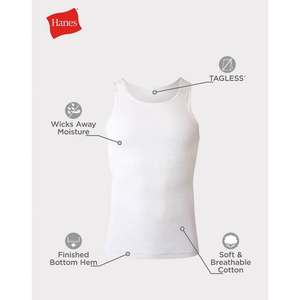 Hanes Men's Ribbed Moisture-Wicking Tank Top Undershirt 6pk - Gray/Black - XL (46-48)