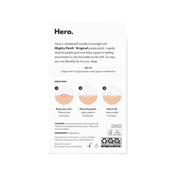 Hero Cosmetics Mighty Patch Original Acne Pimple Patches - 24 Count