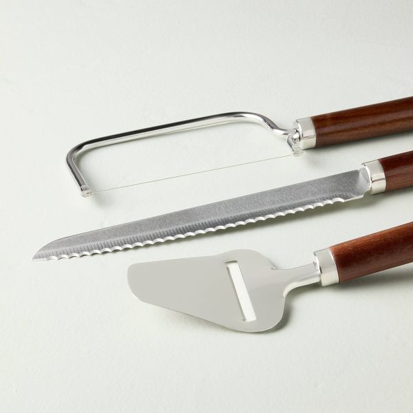 Set of 3 Cheese and Bread Knives Dark Brown - Hearth & Hand™ with Magnolia