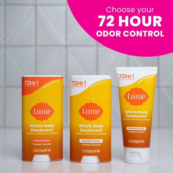 Lume Whole Body Women's Invisible Cream Stick Deodorant Toasted Coconut Scent - Aluminum-Free 2.2oz