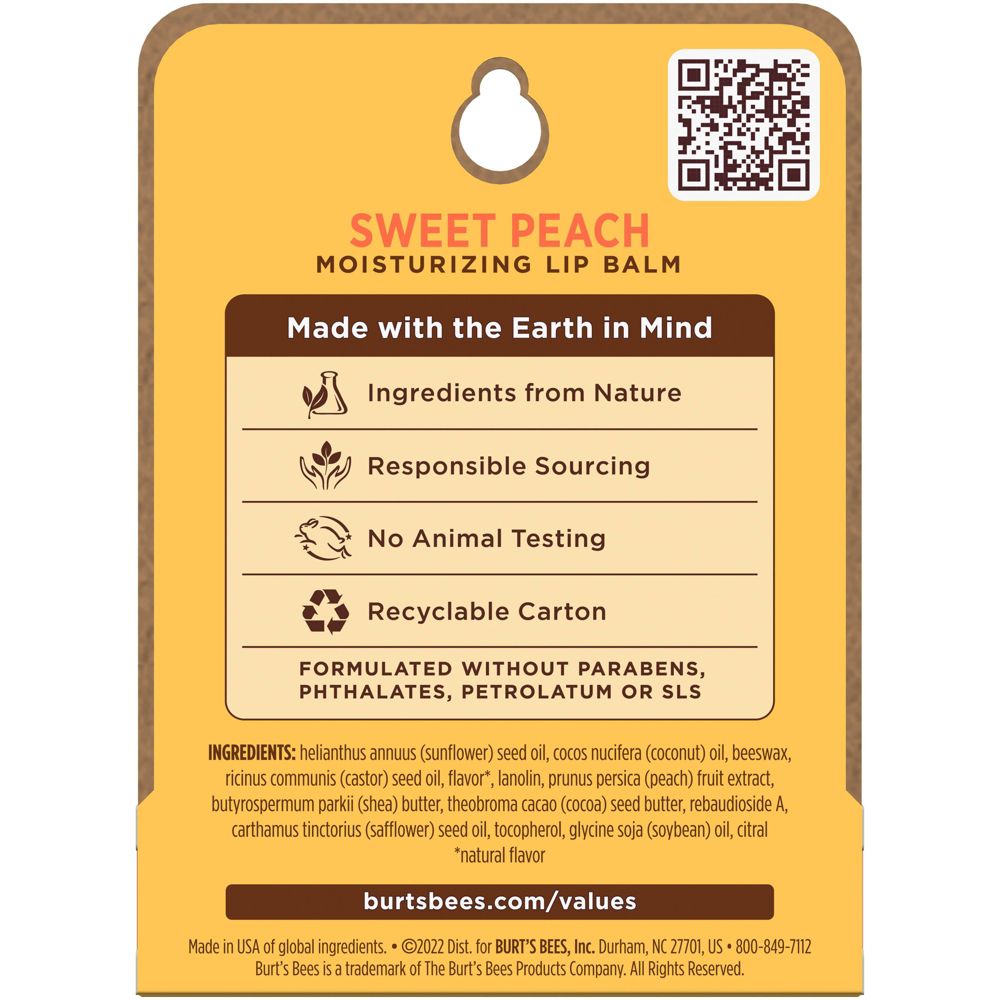 Burt's Bees Lip Balm Sweet Peach Blister Box - 0.15oz