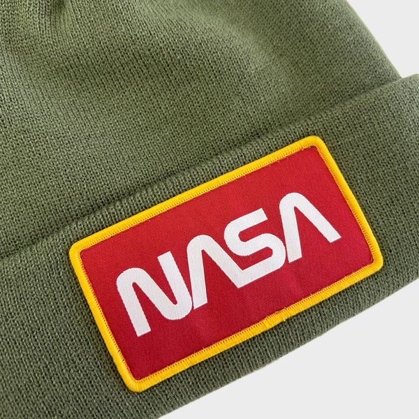 Men's NASA Patch Beanie - Olive Green