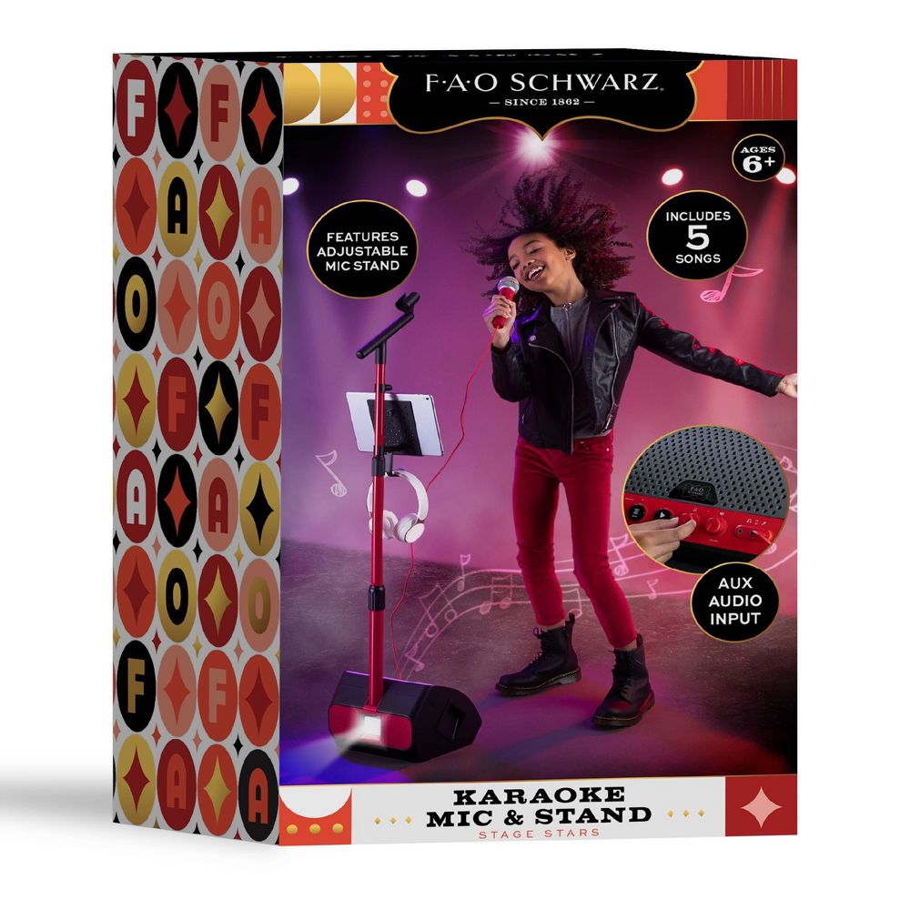 FAO Schwarz 45" from Ground Adjustable Microphone with Stand and Tablet Holder