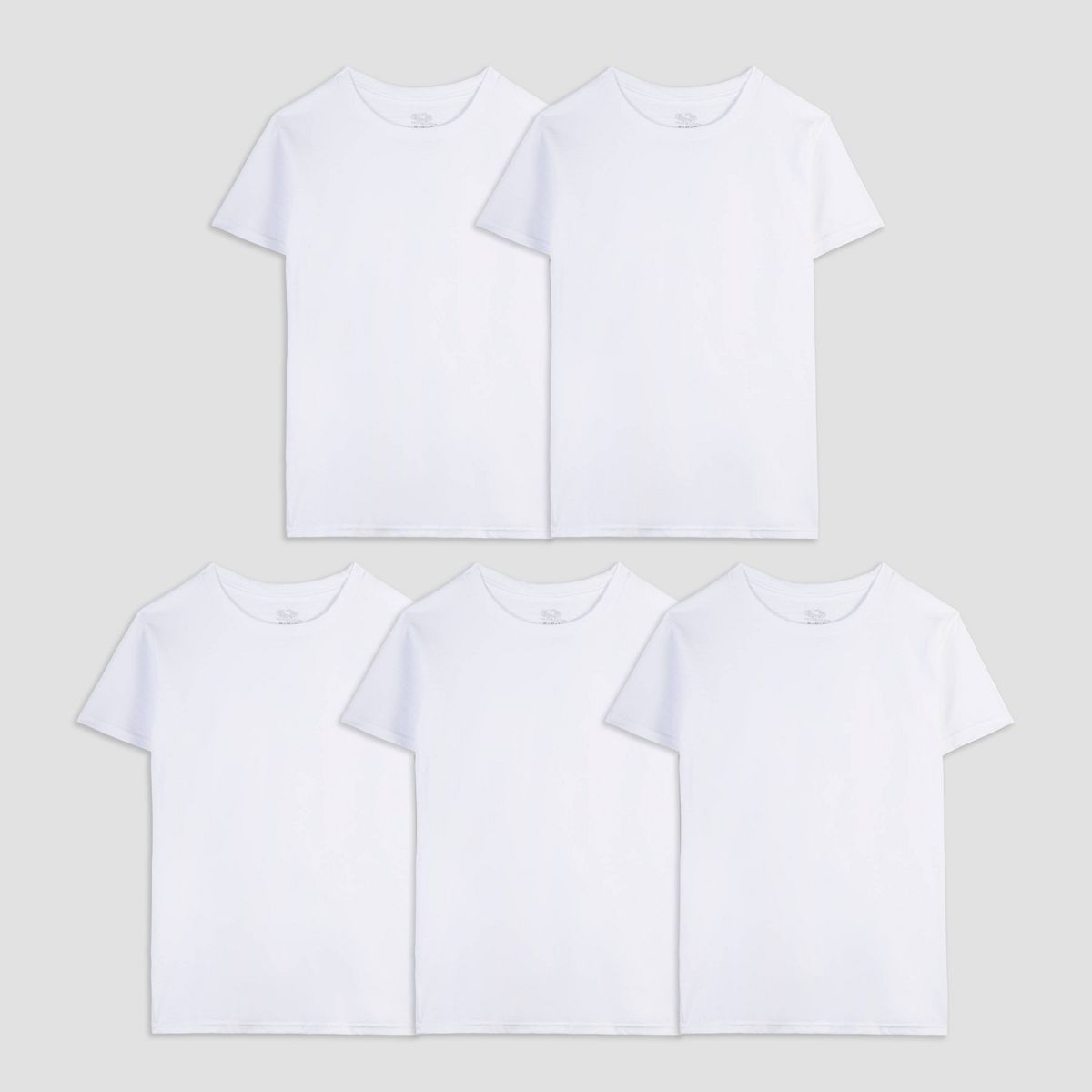 Fruit of the Loom Boys' 5pk Crew T-Shirt - White - Small (6-8)