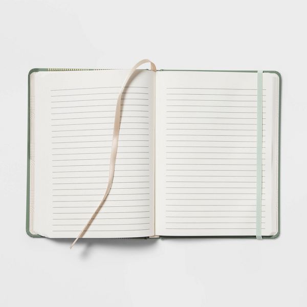 College Ruled Journal 7.75"x5.5" Modern Green - Threshold™: Multicolor Hard Cover, 240 Pages, Acid-Free, Rounded Corners