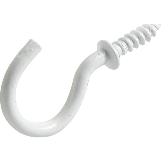 Hillman 7/8" Cup Hook White: Steel Screw Hooks for Ceiling, 40 Pack