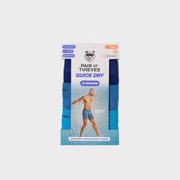 Pair of Thieves Men's Quick Dry Long Leg Boxer Briefs 3pk - Blue - L (34/36)