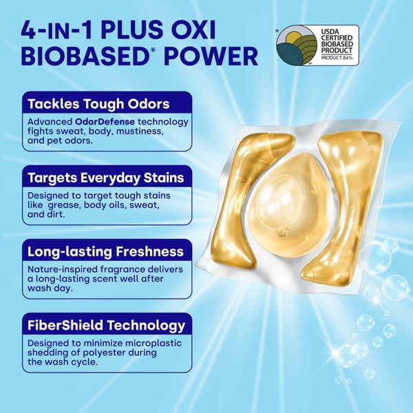 Dropps Laundry 4-in-1 Plus Oxi Power Biobased Detergent Pods - Crisp Breeze - 63ct
