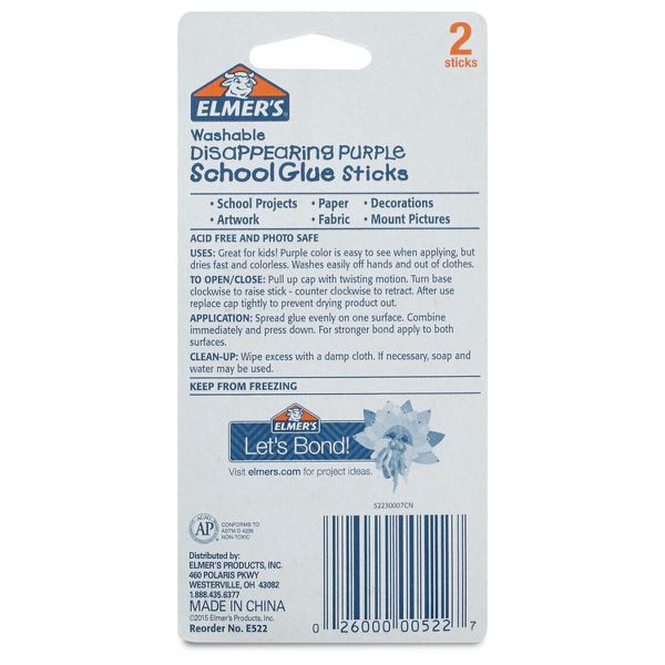 Elmer's 2pk Washable School Glue Sticks - Disappearing Purple