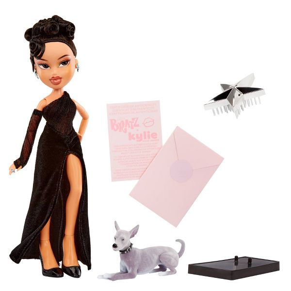 Bratz x Kylie Jenner Night Fashion Doll with Evening Gown Pet Dog and Poster