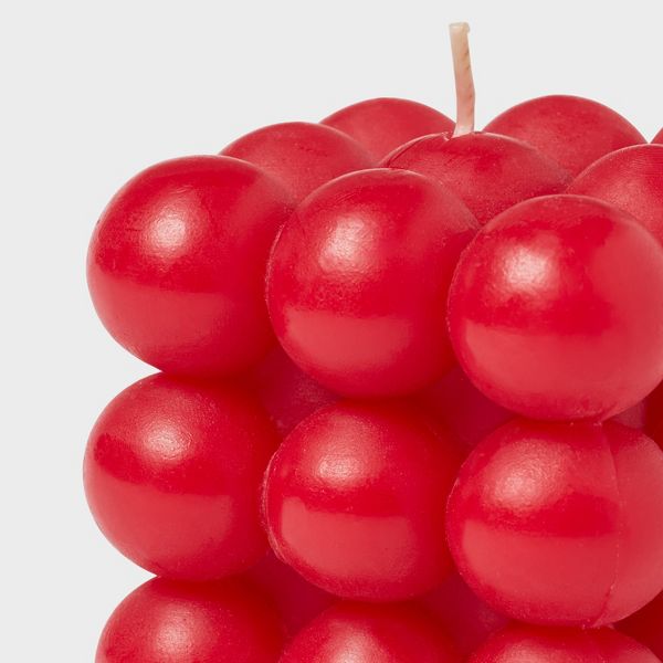3.5" Unscented Bubble Sculpture Candle 12oz - Color: Ripe Red - Opalhouse™