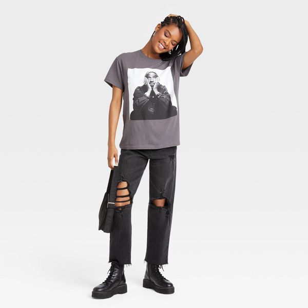 Women's Tupac Short Sleeve Graphic T-Shirt - Black - XL