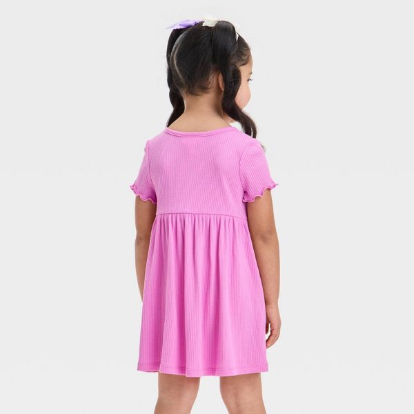 Toddler Girls' Short Sleeve Solid Ribbed Dress - Purple 2T - Cat & Jack™