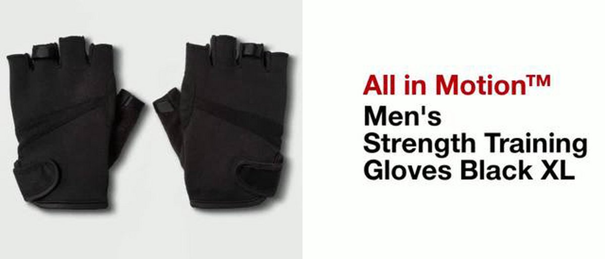 Men's Strength Training Gloves Black M - All In Motion™: Neoprene, Weightlifting