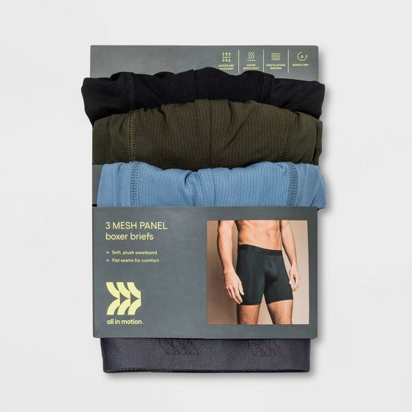 Men's Jersey Mesh Performance Boxer Briefs 3pk - M (32.5-34.5) - All in Motion™