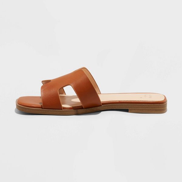 Women's Nina Slide Sandals - Color Cognac - Size 8 - A New Day™