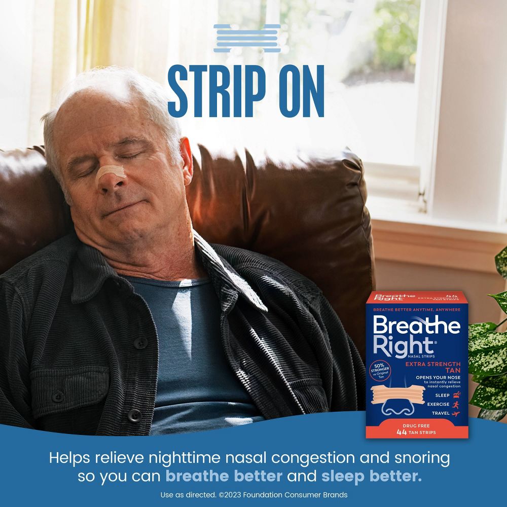 Breathe Right Extra Tan Drug-Free Nasal Strips for Congestion Relief