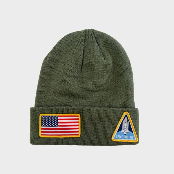 Men's NASA Patch Beanie - Olive Green