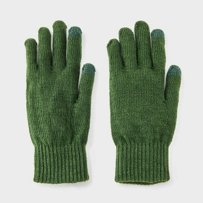 Men's Knit Tech Touch Gloves - Goodfellow & Co™ Dark Green One Size Fits Most
