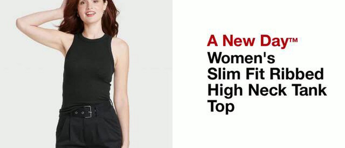 Women's Slim Fit Ribbed Tank Top - Black - M - A New Day™