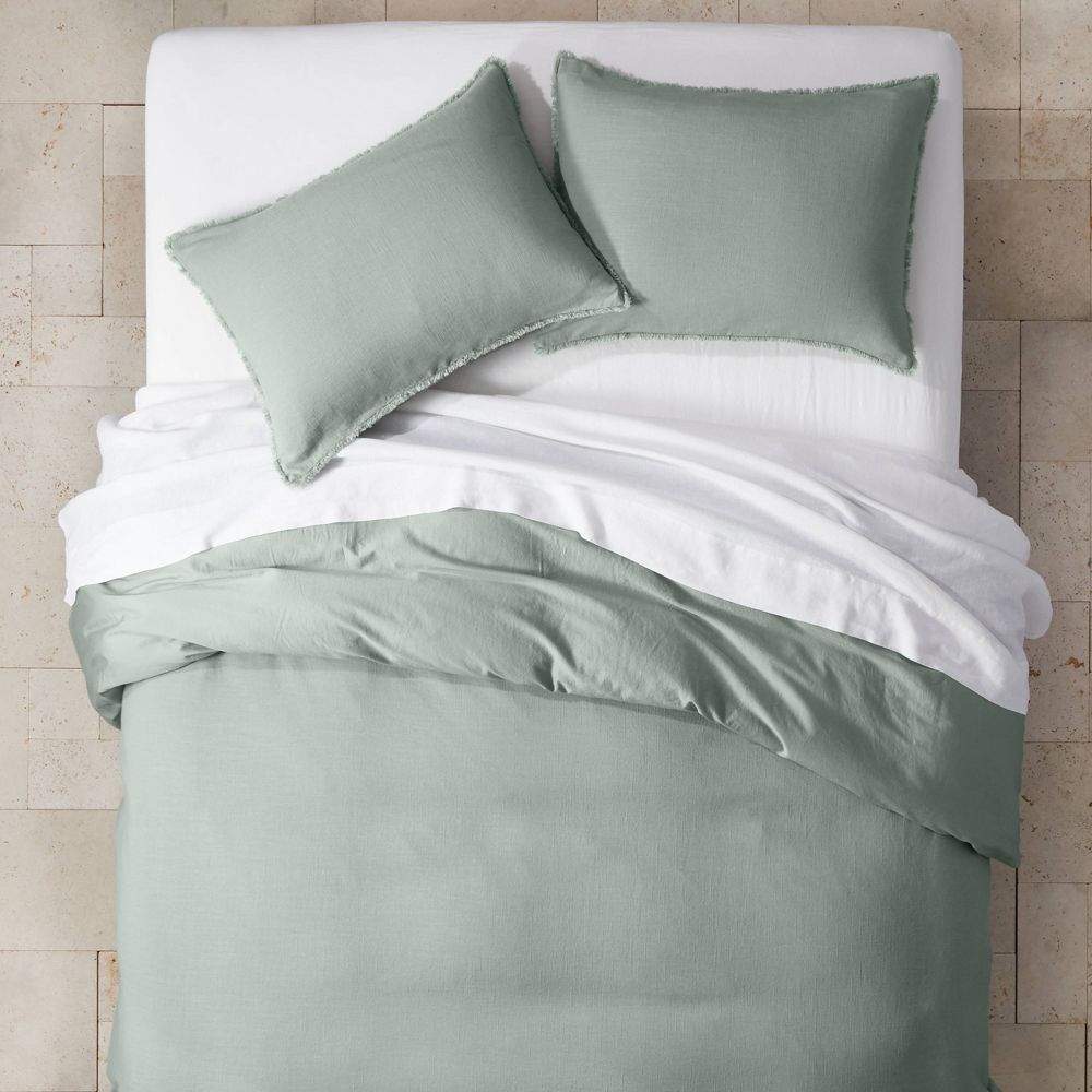 3 Piece Full/Queen Heavyweight Linen Blend Duvet Cover & Pillow Sham Set - Casaluna™