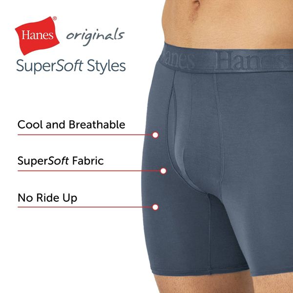 Hanes Originals Premium Men's Super Soft 3pk Boxer Briefs - Bonus Pack 4