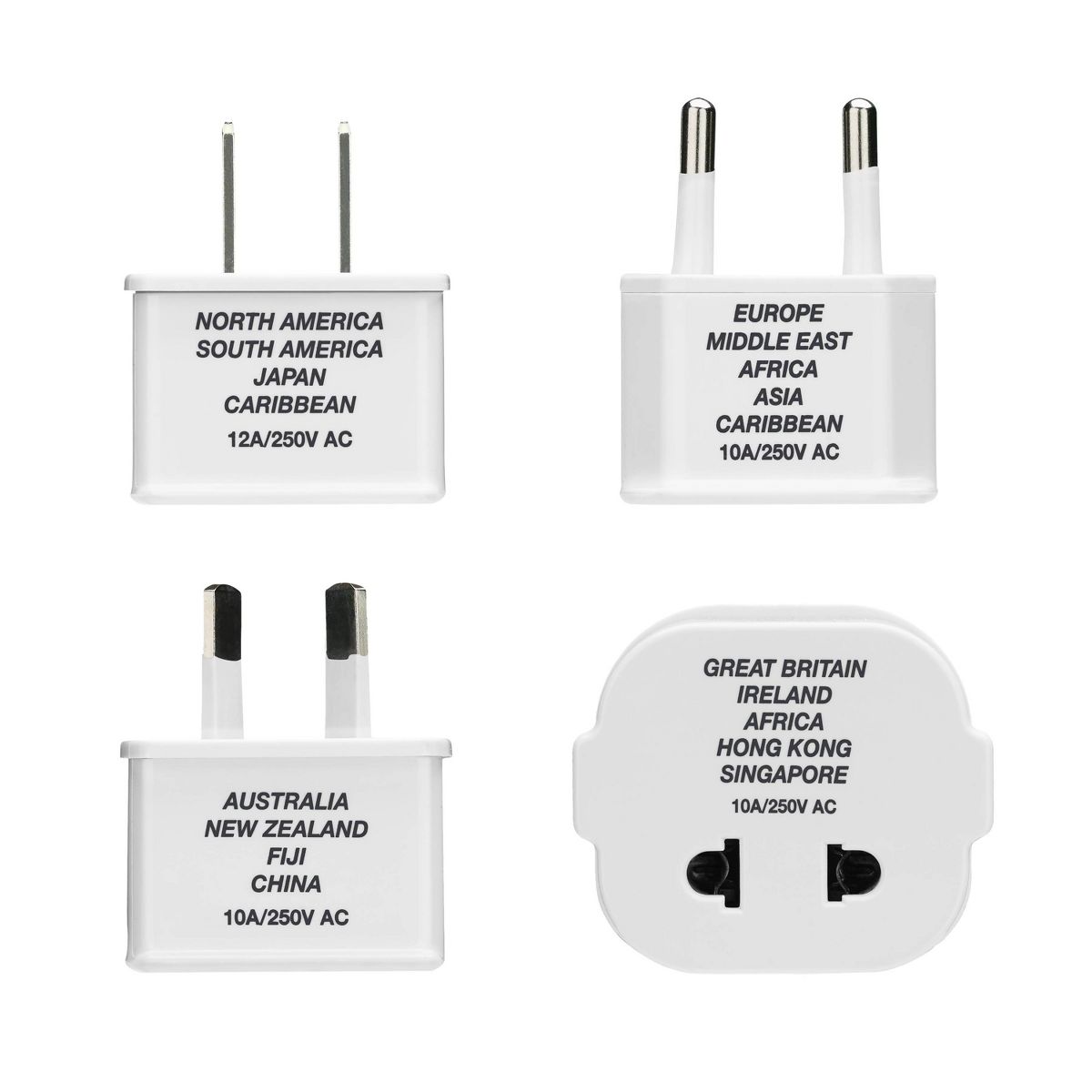 Travel Smart Polarized 12W Power Adapter Plug 4pc Set
