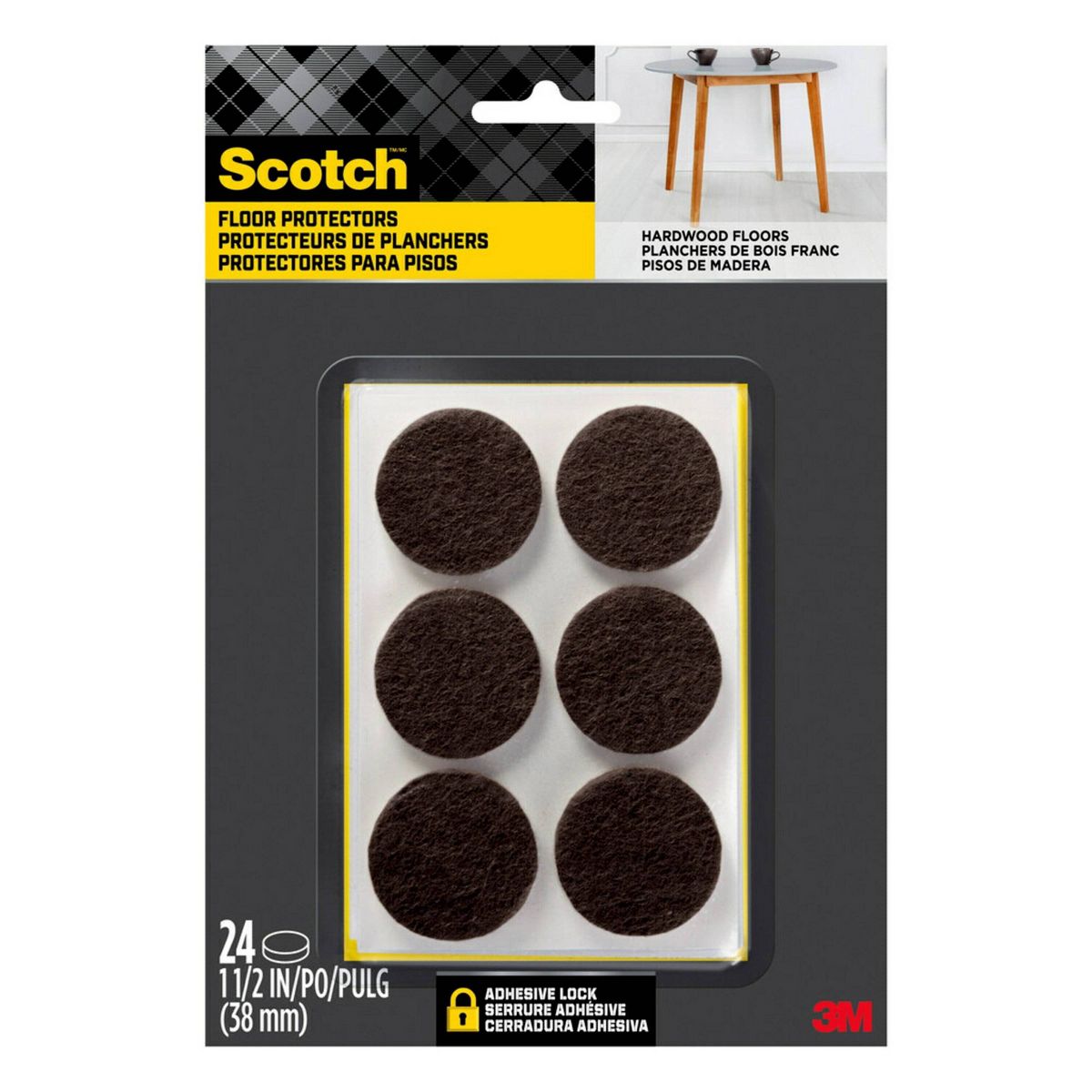 Scotch 1.5" 24pk Felt Pads - Brown