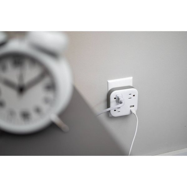GE 3 Outlet Surge Tap with 1 USB-A and 1 USB-C 980 Joules White