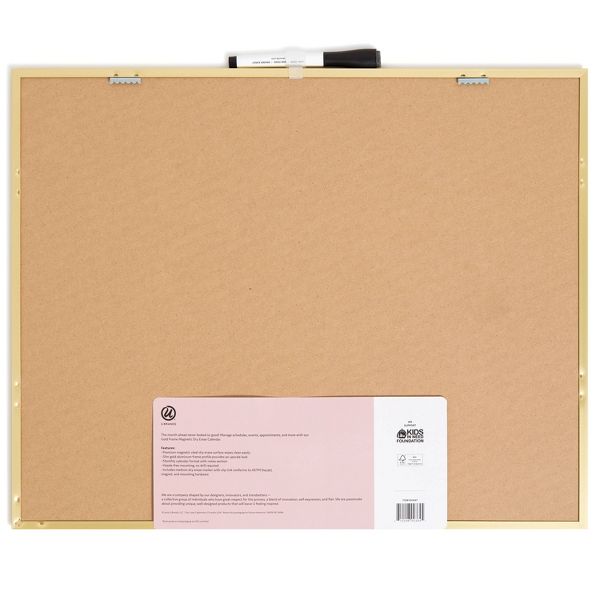 U Brands 16"x20" Dry Erase Calendar Board Gold