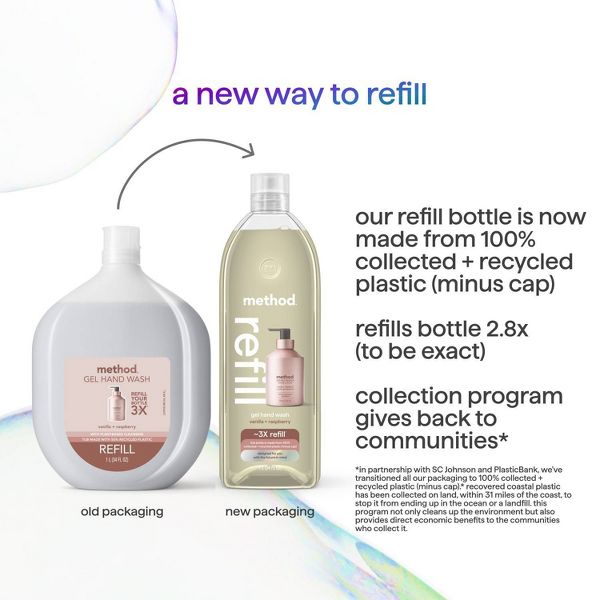 Method Aluminum Gel Hand Soap Refill - Vanilla + Raspberry - 34 fl oz