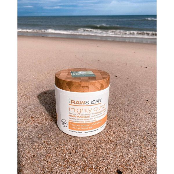 Raw Sugar Mighty Curls Hair Masque - Papaya Butter + Coconut Oil + Hemp Seed Oil - 12oz