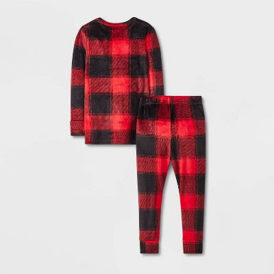 Kids' 2pc 'Buffalo Check' Snuggly Soft Snug Fit Long Sleeve Pajama Set - Red/Black 4 - Cat & Jack™