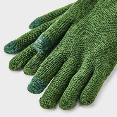 Men's Knit Tech Touch Gloves - Goodfellow & Co™ Dark Green One Size Fits Most