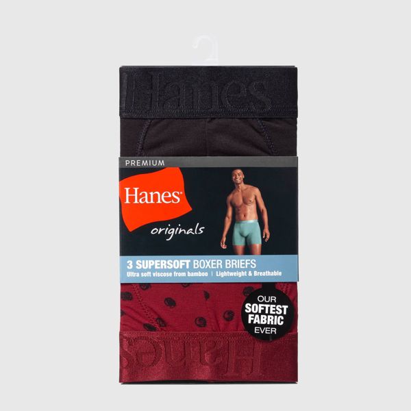Hanes Originals Premium Men's Super Soft 3pk Boxer Briefs - Bonus Pack 4