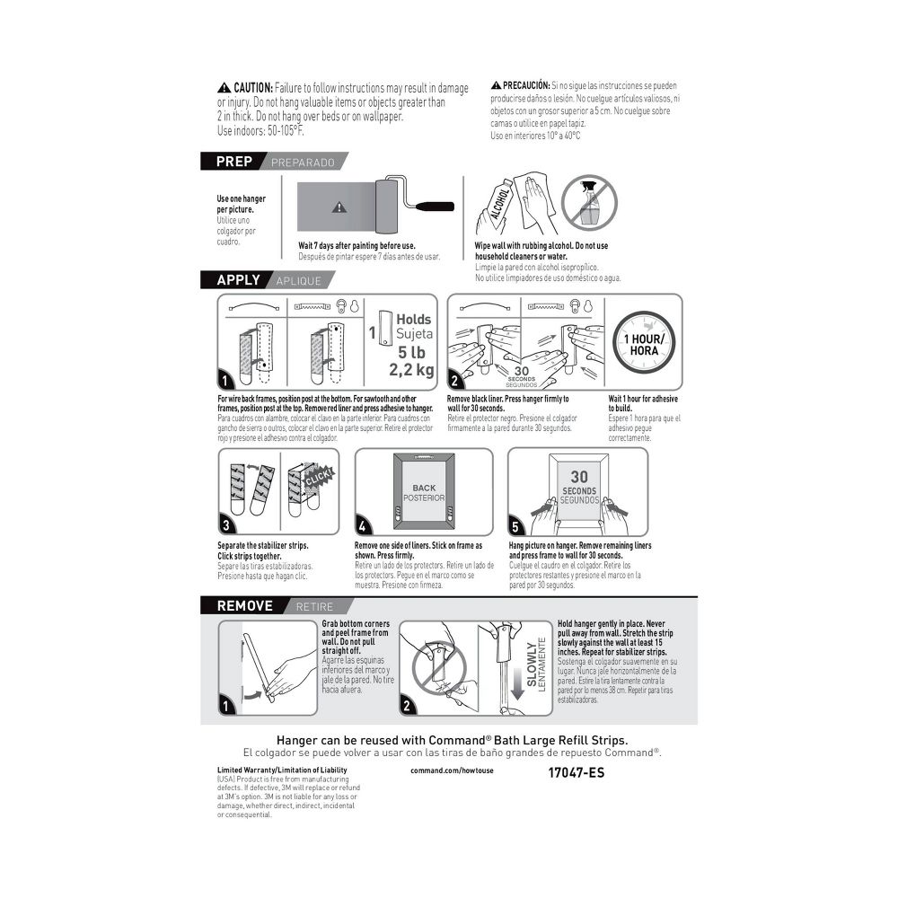 Command Sticky Nail Wire Back Hanger White: Adhesive Hooks, Metal, 8 lb Capacity, Light Silver, 1 Pack
