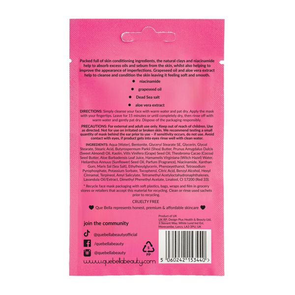 Que Bella Cleansing Pink Clay Mud Mask - 0.5oz
