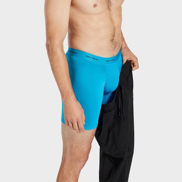 Pair of Thieves Men's Quick Dry Long Leg Boxer Briefs 3pk - Blue - L (34/36)