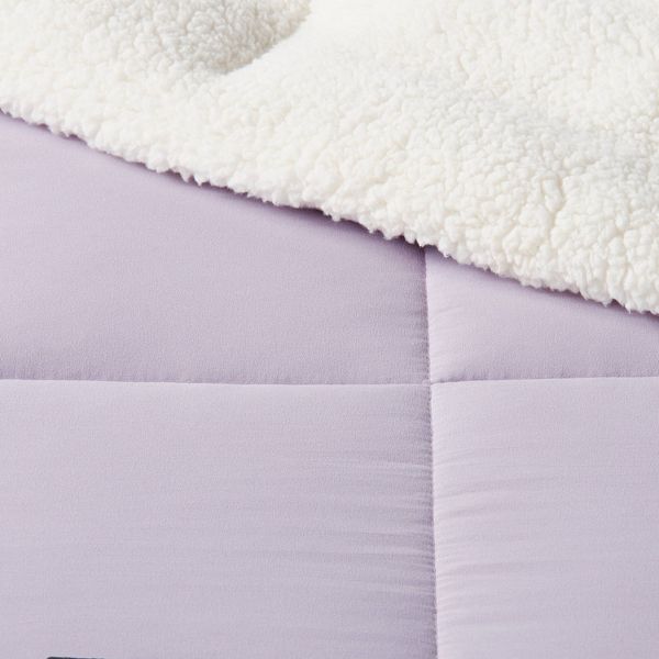 Faux Shearling Washed Microfiber Reversible Comforter - Room Essentials™ Color: Light Purple Size: Full/Queen